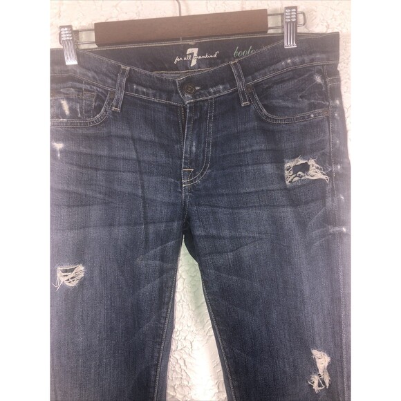 7 For All Mankind Jeans Women's Sz 28 Blue Mid Rise Distress Boot Cut - Picture 4 of 9